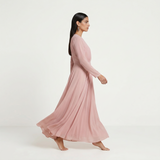 Blush Rose Long-Sleeved Chiffon Maxi - Romantic Wrap-Front Formal Gown
