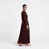 Midnight Burgundy Long-Sleeved Maxi Gown - Elegant Wrap-Front Evening Dress