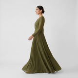Earthly Olive Long-Sleeved Maxi - Modest Flowy Evening Gown